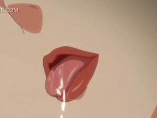 순진한 애니메이션 소녀 잤어요 큰 형사 사이에 가슴 과 여성 성기 입술